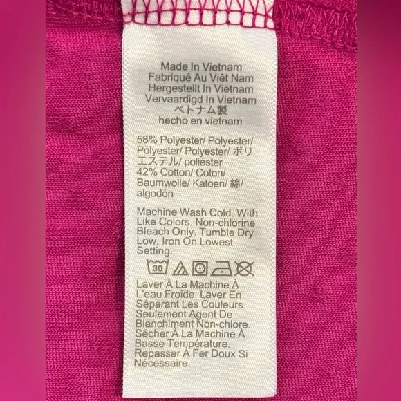 J Crew Factory Clip-Dot Mini Tier Dress. Color Fuchsia. Size Medium - Picture 4 of 5